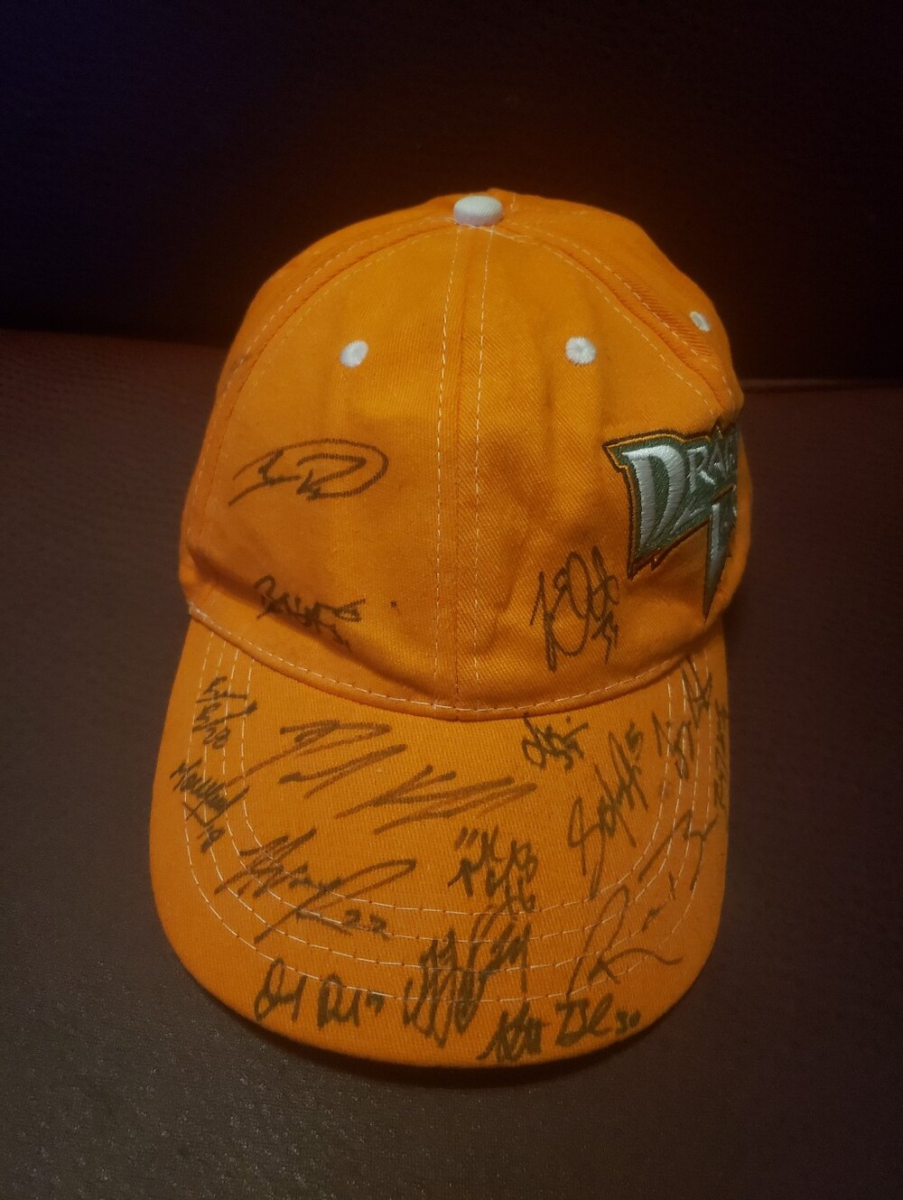Dayton Dragons Ohio Baseball Team Autographed Orange Baseball Hat